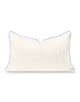 Coastline Stripes, Indoor/Outdoor Tan Striped Lumbar Pillow Cover, with Piping, 12"x20"