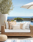 Coastline Stripes, Indoor/Outdoor Tan Striped Lumbar Pillow Cover, with Piping, 12"x20"