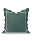 Meidian Frame Scalloped Border, Indoor/Outdoor Green Pillow Cover, 20"x20"