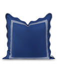 Meidian Frame Scalloped Border, Indoor/Outdoor Navy Blue Throw Pillow Cover, 20"x20"