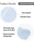 Meidian Frame Scalloped Border, Indoor/Outdoor Baby Blue Lumbar Pillow Cover, 12"x20"
