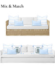 Meidian Frame Scalloped Border, Indoor/Outdoor Baby Blue Lumbar Pillow Cover, 12"x20"