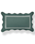 Meidian Frame Scalloped Border, Indoor/Outdoor Green Lumbar Pillow Cover, 12"x20"