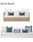 Meidian Frame Scalloped Border, Indoor/Outdoor Green Lumbar Pillow Cover, 12"x20"
