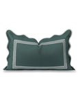 Meidian Frame Scalloped Border, Indoor/Outdoor Green Lumbar Pillow Cover, 12"x20"