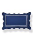 Meidian Frame Scalloped Border, Indoor/Outdoor Navy Blue Lumbar Pillow Cover, 12"x20"