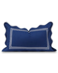 Meidian Frame Scalloped Border, Indoor/Outdoor Navy Blue Lumbar Pillow Cover, 12"x20"