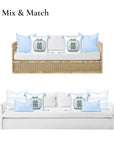 Ruilin Double Happiness, Indoor/Outdoor Green Baby Blue Pillow Cover, with Tassels, 20"x20"