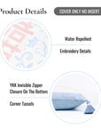 Ruilin Double Happiness, Indoor/Outdoor Pink Baby Blue Pillow Cover, with Tassels, 20"x20"