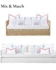 Ruilin Double Happiness, Indoor/Outdoor Pink Baby Blue Pillow Cover, with Tassels, 20"x20"