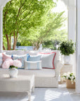 Ruilin Double Happiness, Indoor/Outdoor Pink Baby Blue Pillow Cover, with Tassels, 20"x20"