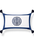 Ruilin Double Happiness, Indoor/Outdoor Navy Blue Lumbar Pillow Cover, with Tassels, 12"x20"