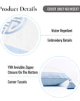 Ruilin Double Happiness, Indoor/Outdoor Baby Blue Lumbar Pillow Cover, with Tassels, 12"x20"
