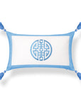 Ruilin Double Happiness, Indoor/Outdoor Azure Blue Lumbar Pillow Cover, with Tassels, 12"x20"