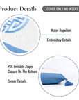 Ruilin Double Happiness, Indoor/Outdoor Azure Blue Lumbar Pillow Cover, with Tassels, 12"x20"