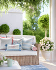 Ruilin Double Happiness, Indoor/Outdoor Baby Blue Embroidered Lumbar Pillow Cover, with Tassels, 12"x20"
