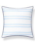 Verdra Leaf Striped, Indoor/Outdoor Baby Blue Striped Pillow Cover, with Piping, 22"x22"