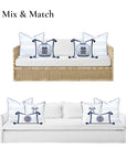Verdra Leaf Striped, Indoor/Outdoor Baby Blue Striped Pillow Cover, with Piping, 22"x22"