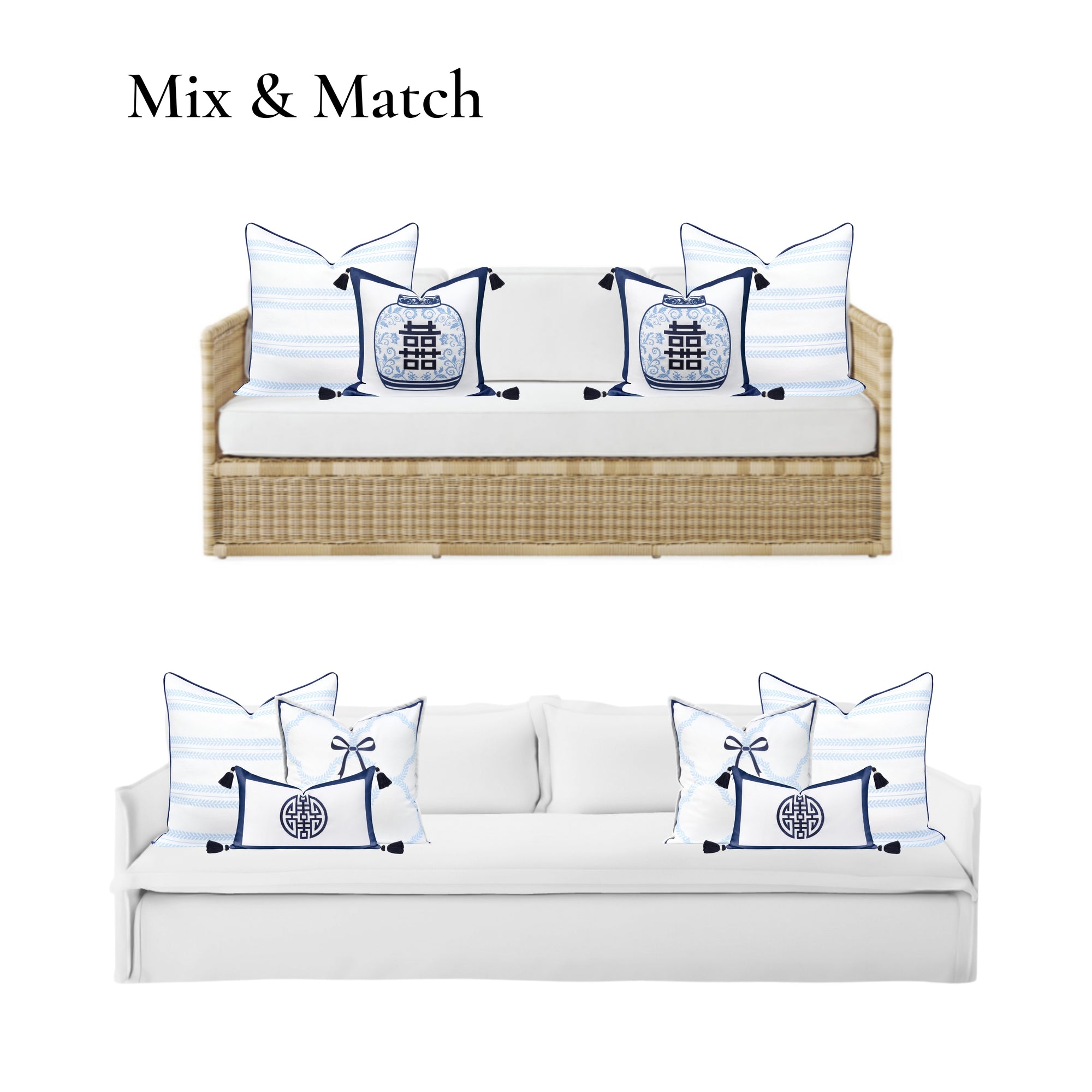 Verdra Leaf Striped, Indoor/Outdoor Baby Blue Striped Pillow Cover, with Piping, 22"x22"