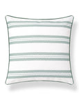 Verdra Leaf Striped, Indoor/Outdoor Green Striped Pillow Cover, with Piping, 22"x22"