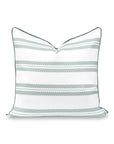Verdra Leaf Striped, Indoor/Outdoor Green Striped Pillow Cover, with Piping, 22"x22"