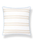 Verdra Leaf Striped, Indoor/Outdoor Tan Striped Pillow Cover, with Piping, 22"x22"