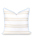 Verdra Leaf Striped, Indoor/Outdoor Tan Striped Pillow Cover, with Piping, 22"x22"