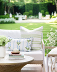 Verdra, Indoor/Outdoor Grass Green Striped Pillow Cover, with Piping, 22"x22"