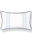 Verdra Leaf Striped, Indoor/Outdoor Baby Blue Striped Lumbar Pillow Cover, with Piping, 12"x20"