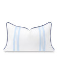 Verdra Leaf Striped, Indoor/Outdoor Baby Blue Striped Lumbar Pillow Cover, with Piping, 12"x20"