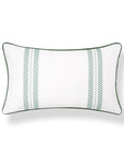 Verdra Leaf Striped, Indoor/Outdoor Green Striped Lumbar Pillow Cover, with Piping, 12"x20"