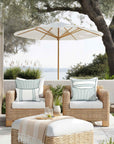 Verdra Leaf Striped, Indoor/Outdoor Green Striped Lumbar Pillow Cover, with Piping, 12"x20"