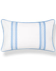 Verdra Leaf Striped, Indoor/Outdoor Azure Blue Striped Lumbar Pillow Cover, with Piping, 12"x20"