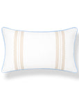 Verdra Leaf Striped, Indoor/Outdoor Tan Striped Lumbar Pillow Cover, with Piping, 12"x20"