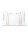Verdra Leaf Striped, Indoor/Outdoor Tan Striped Lumbar Pillow Cover, with Piping, 12"x20"