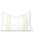 Verdra, Indoor/Outdoor Grass Green Striped Lumbar Pillow Cover, with Piping, 12"x20"