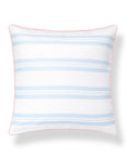Verdra Leaf Striped, Indoor/Outdoor Pink Blue Striped Pillow Cover, with Piping, 22"x22"