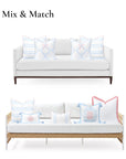 Verdra Leaf Striped, Indoor/Outdoor Blue Striped Pillow Cover, with Piping, 22"x22"