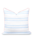 Verdra Leaf Striped, Indoor/Outdoor Pink Blue Striped Pillow Cover, with Piping, 22"x22"