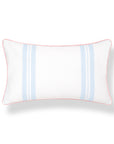 Verdra Leaf Striped, Indoor/Outdoor Blue Striped Lumbar Pillow Cover, with Pink Piping, 12"x20"
