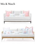 Verdra Leaf Striped, Indoor/Outdoor Blue Striped Lumbar Pillow Cover, with Pink Piping, 12"x20"