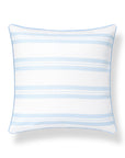 Verdra Leaf Striped, Indoor/Outdoor Blue Striped Pillow Cover, with Piping, 22"x22"