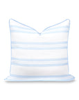 Verdra Leaf Striped, Indoor/Outdoor Blue Striped Pillow Cover, with Piping, 22"x22"