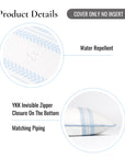 Verdra Leaf Striped, Indoor/Outdoor Blue Striped Lumbar Pillow Cover, with Piping, 12"x20"