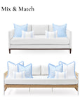 Verdra Leaf Striped, Indoor/Outdoor Blue Striped Lumbar Pillow Cover, with Piping, 12"x20"