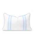 Verdra Leaf Striped, Indoor/Outdoor Blue Striped Lumbar Pillow Cover, with Piping, 12"x20"