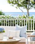 Verdra Leaf Striped, Indoor/Outdoor Blue Striped Lumbar Pillow Cover, with Piping, 12"x20"