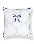 Wreathia, Indoor/Outdoor Navy Blue Bow Pillow Cover, with Flanged Border, 20"x20"