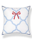 Wreathia, Indoor/Outdoor Red Bow Pillow Cover, with Flanged Border, 20"x20"