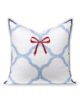 Wreathia, Indoor/Outdoor Red Bow Pillow Cover, with Flanged Border, 20"x20"